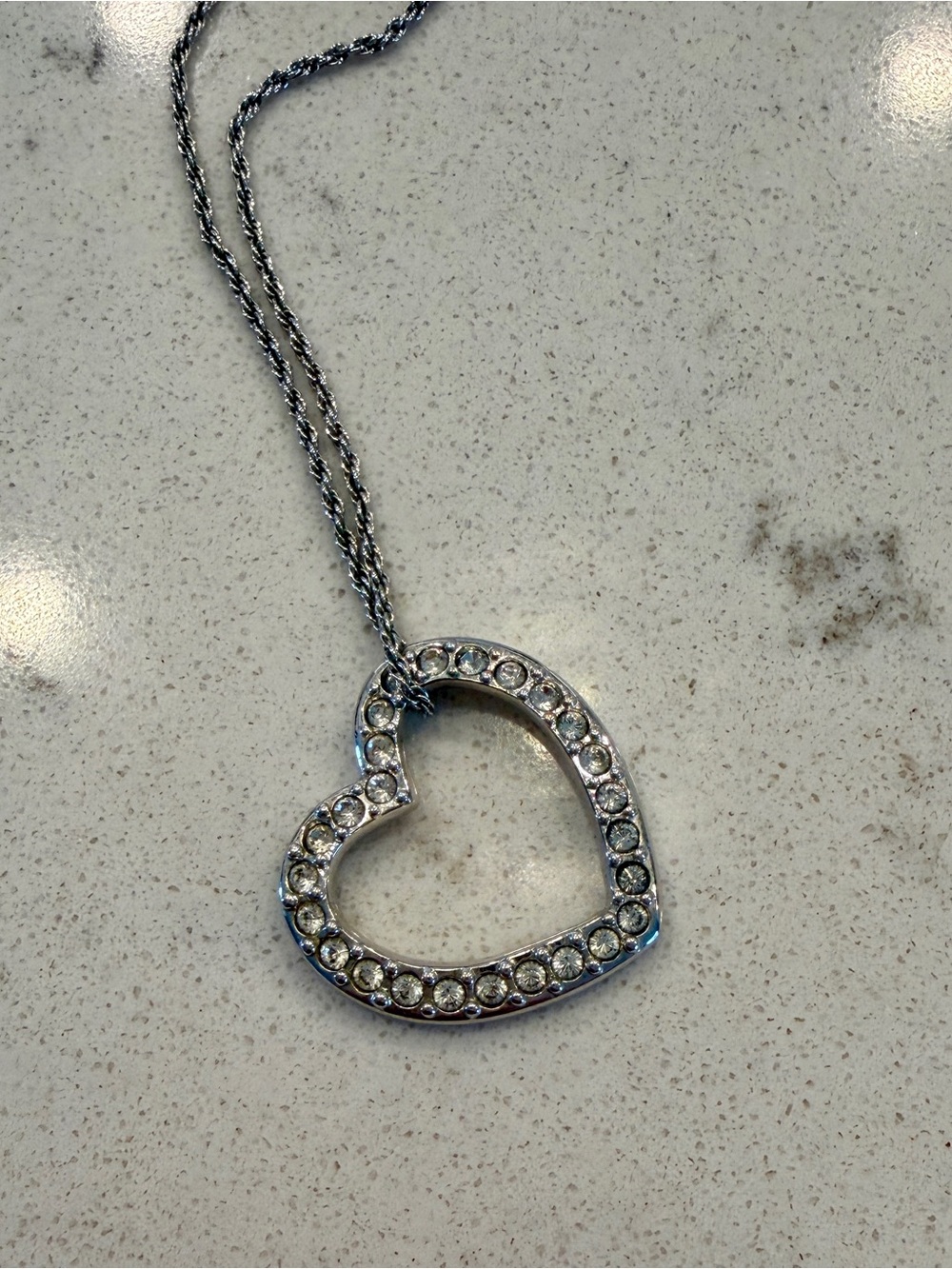 Swarovski Silver Heart Pendant Necklace Adjustable Length 17” to 20”